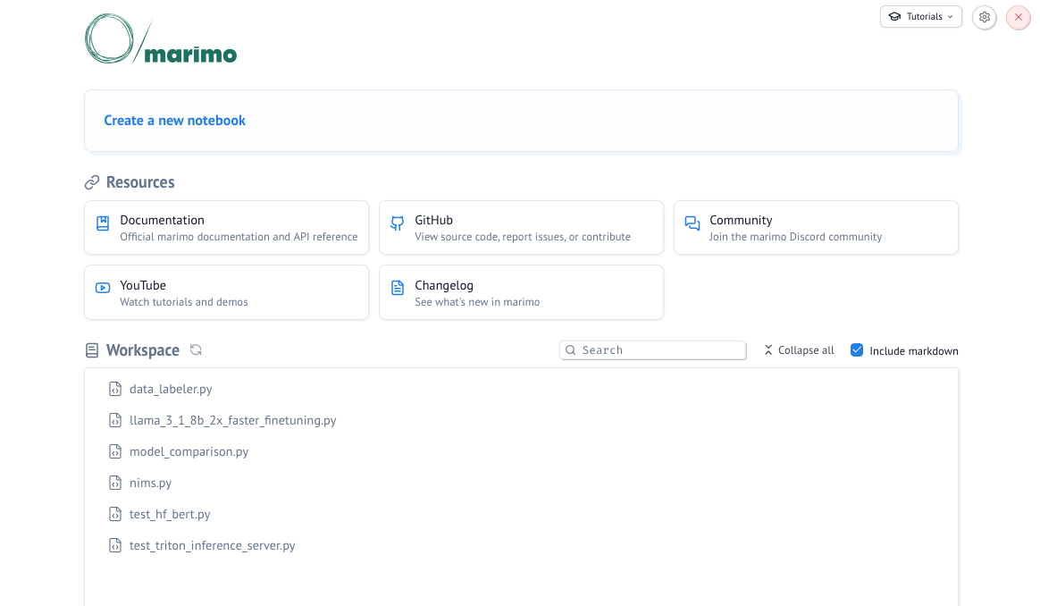 Connect to the Marimo interface