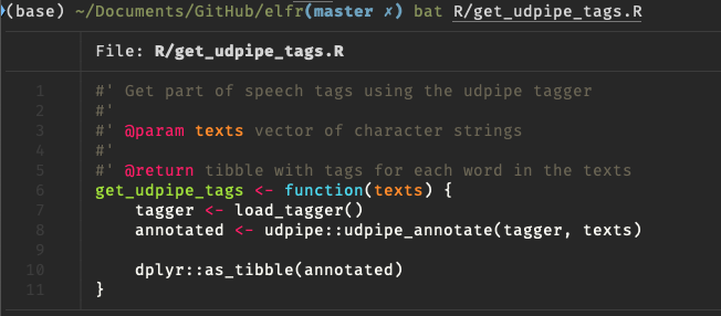 Syntax highlighting with bat