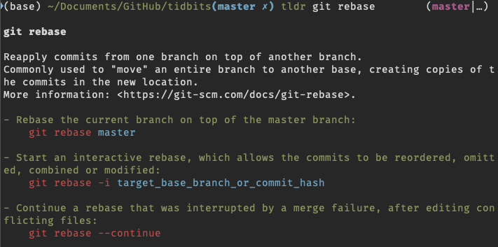 tldr git output