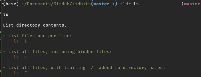 tldr ls output