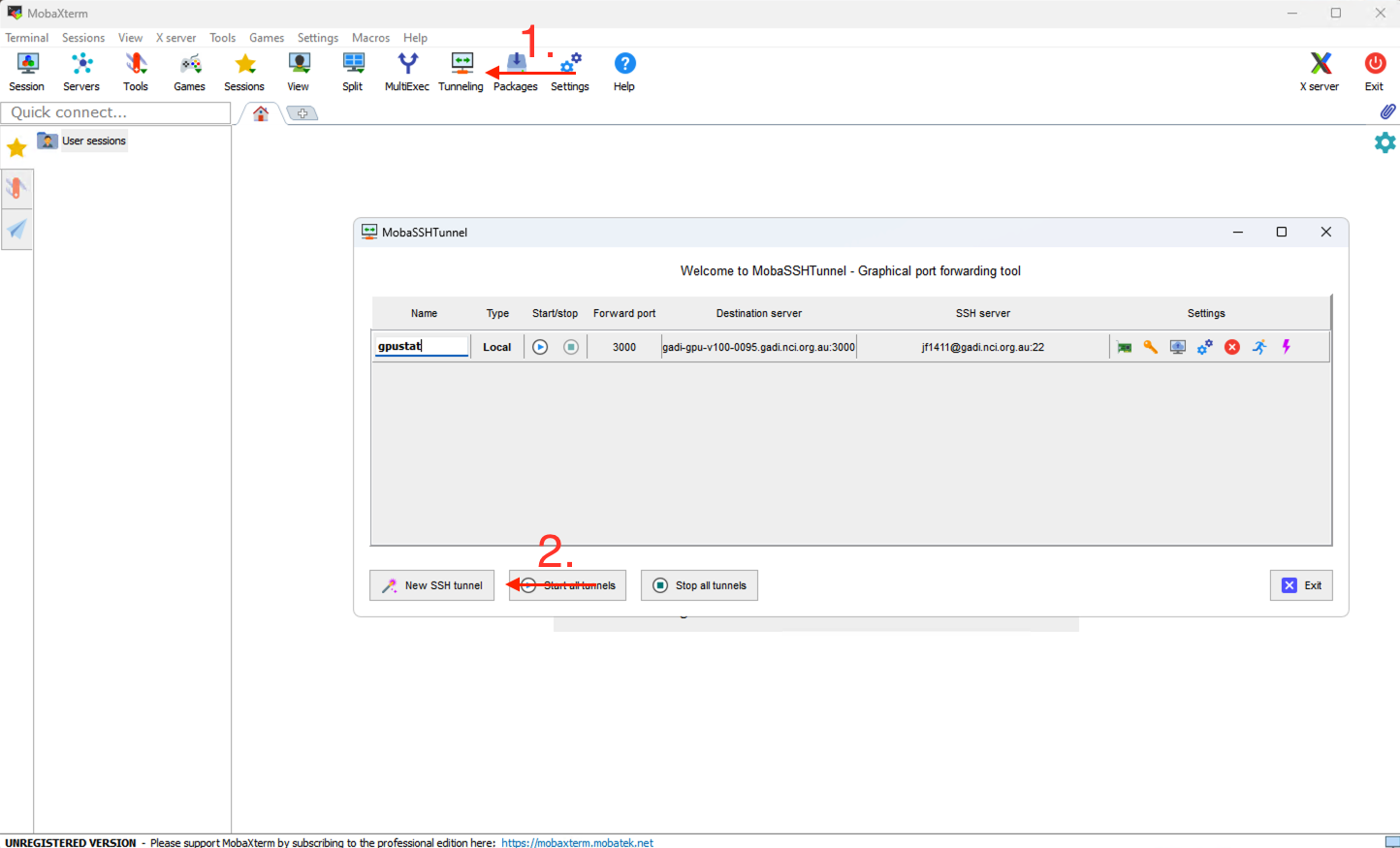 MobaXterm Tunneling